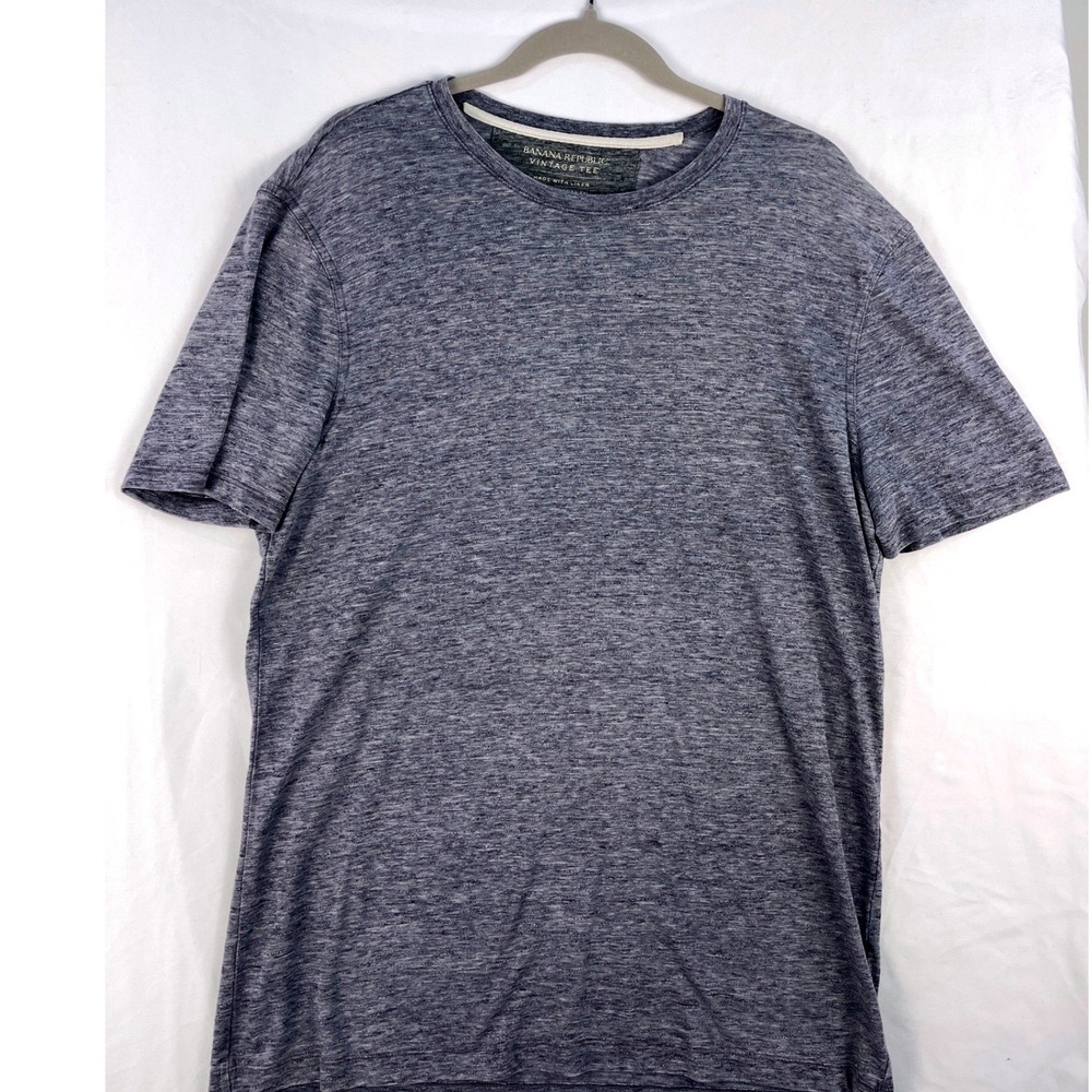 Banana Republic Vintage Tee Mens Blue Heather Space Dye Linen Blend T-Shirt